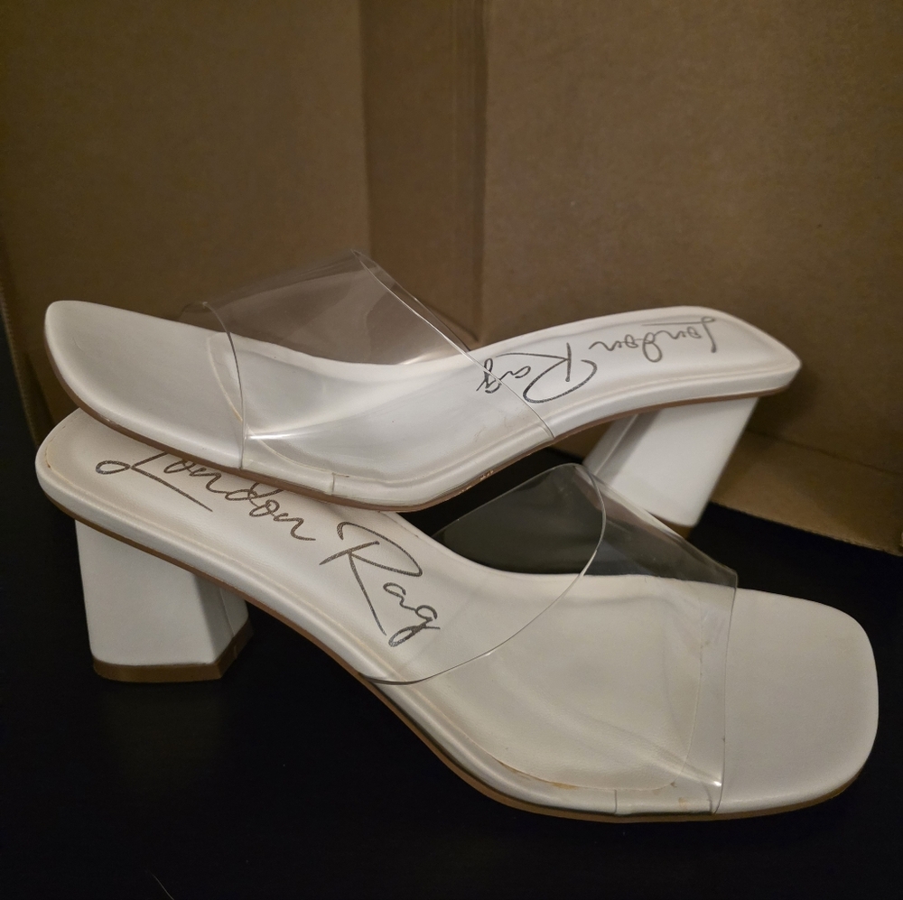 London Rag Womens eugnie clear straps block heel sandals‎ Sz 7 - Picture 4 of 5